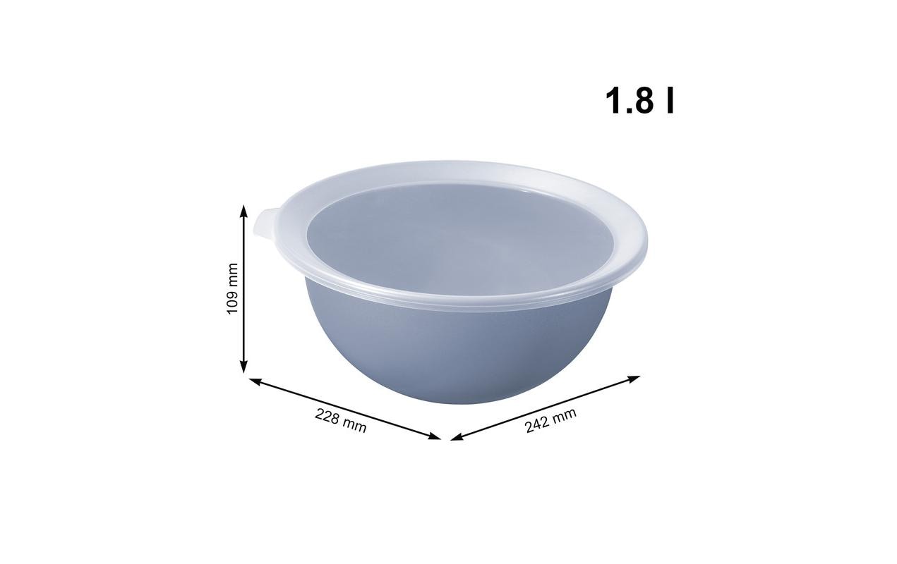 Rotho Schüssel Caruba – 1,8 l, 22,8 × 24,2 × 10,9 cm, Kunststoff (PP), Blau, mit Deckel