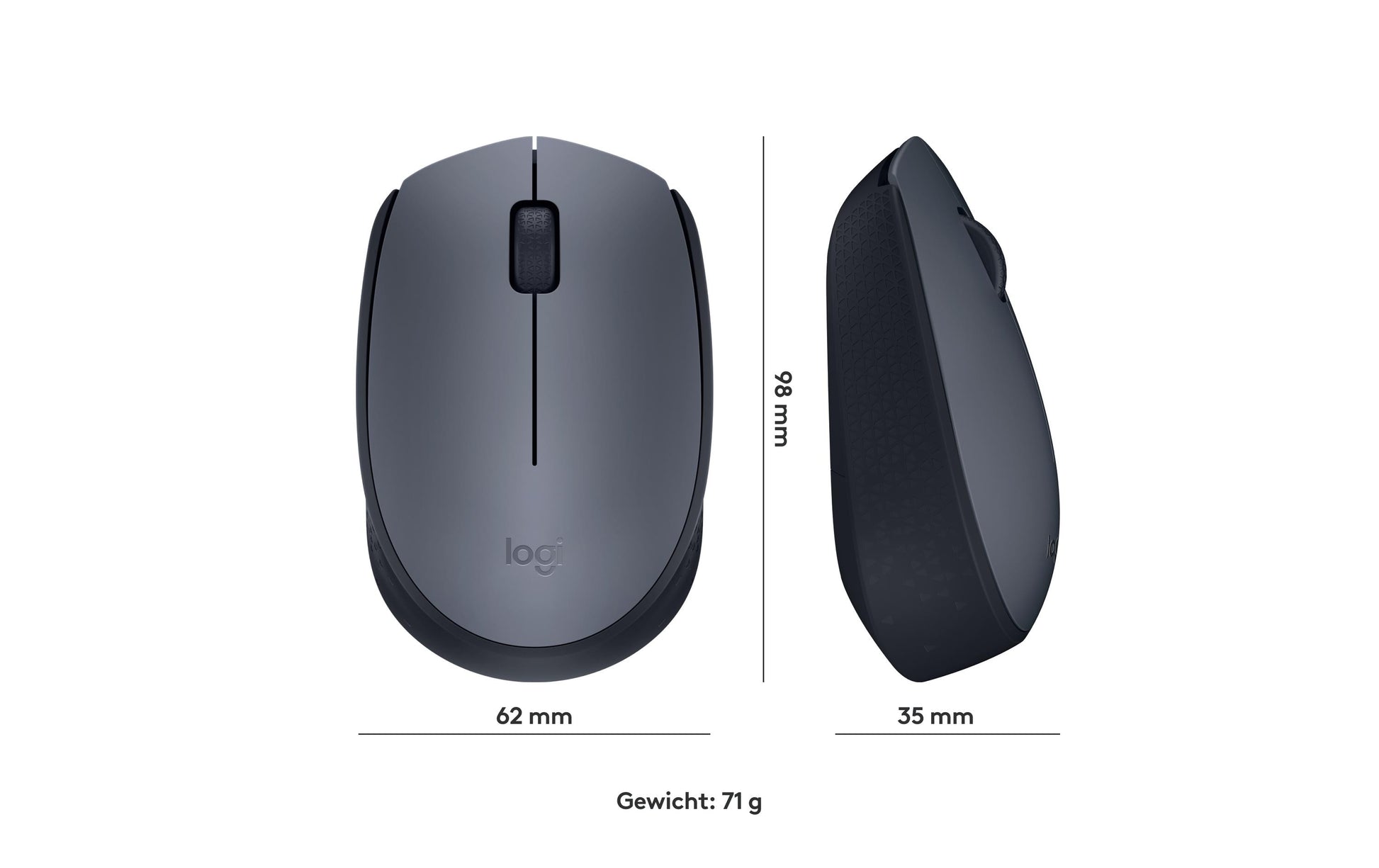 Logitech M170 Maus – kabellos, grau