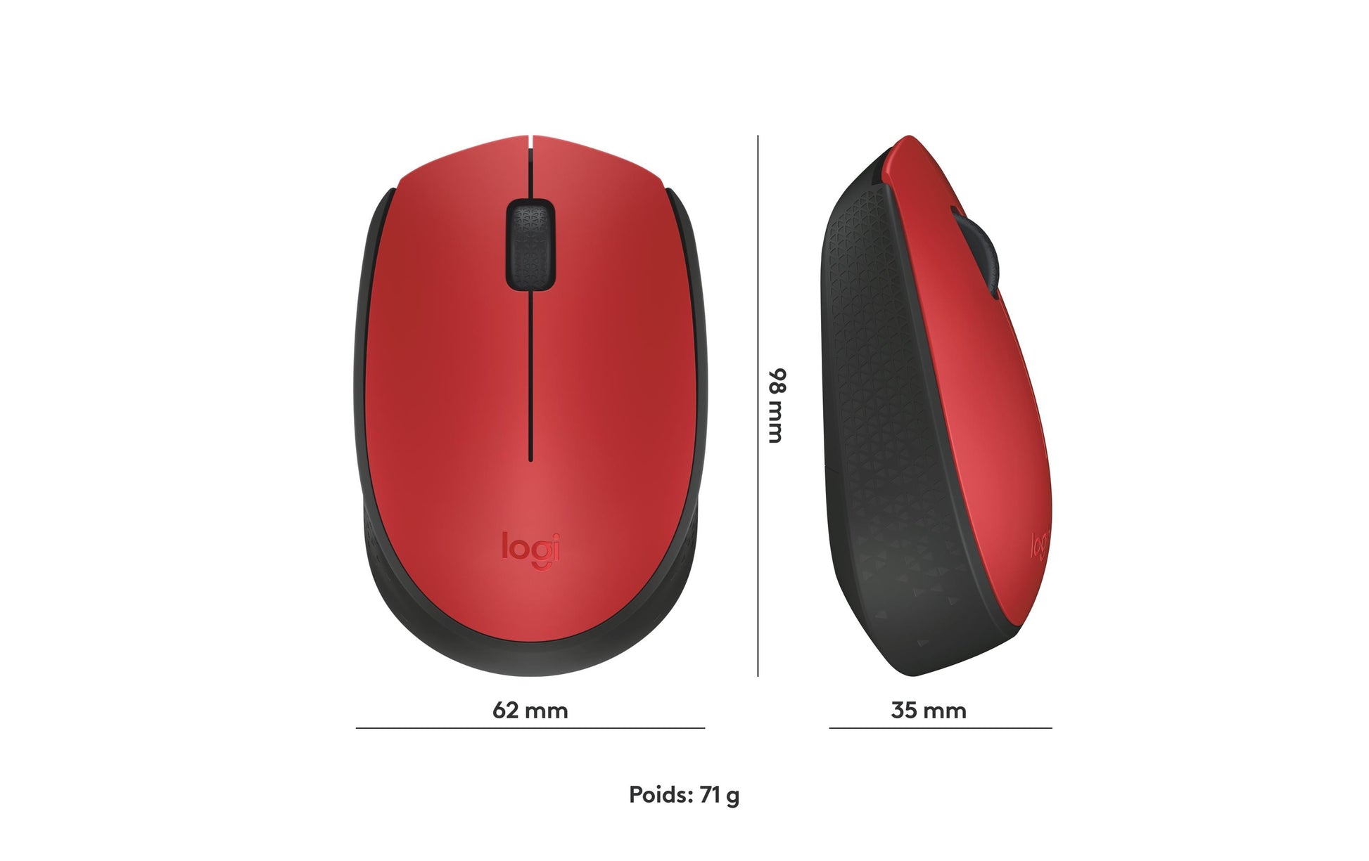 Logitech M171 Maus – Kabellos, Rot