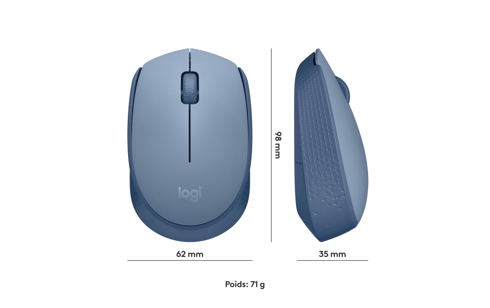 Logitech M171 Maus – Kabellos, Blaugrau