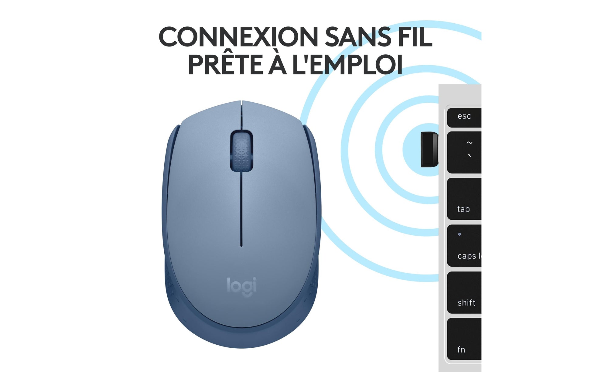 Logitech M171 Maus – Kabellos, Blaugrau
