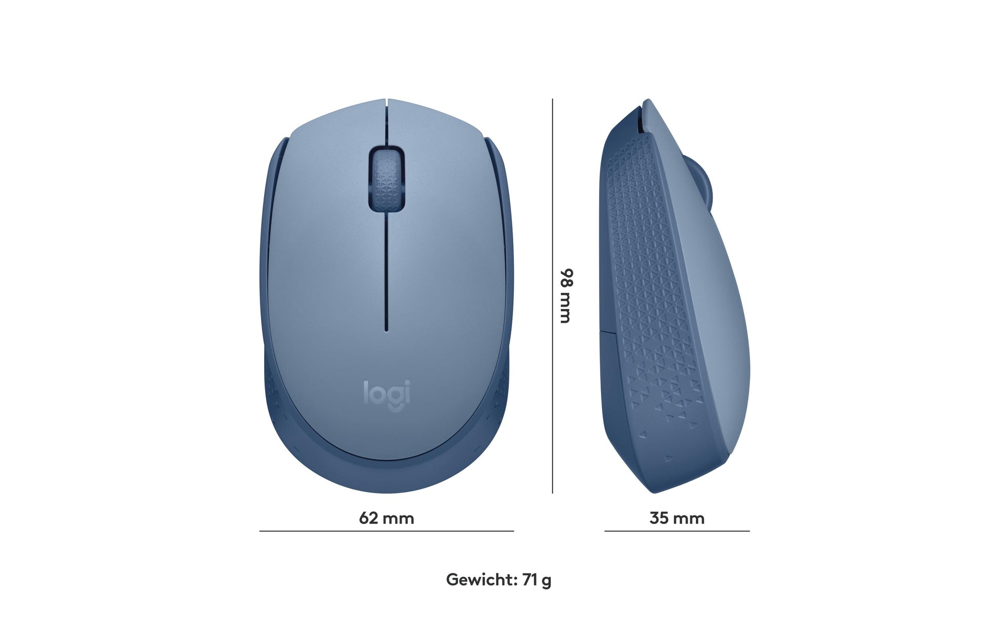 Logitech M171 Maus – Kabellos, Blaugrau