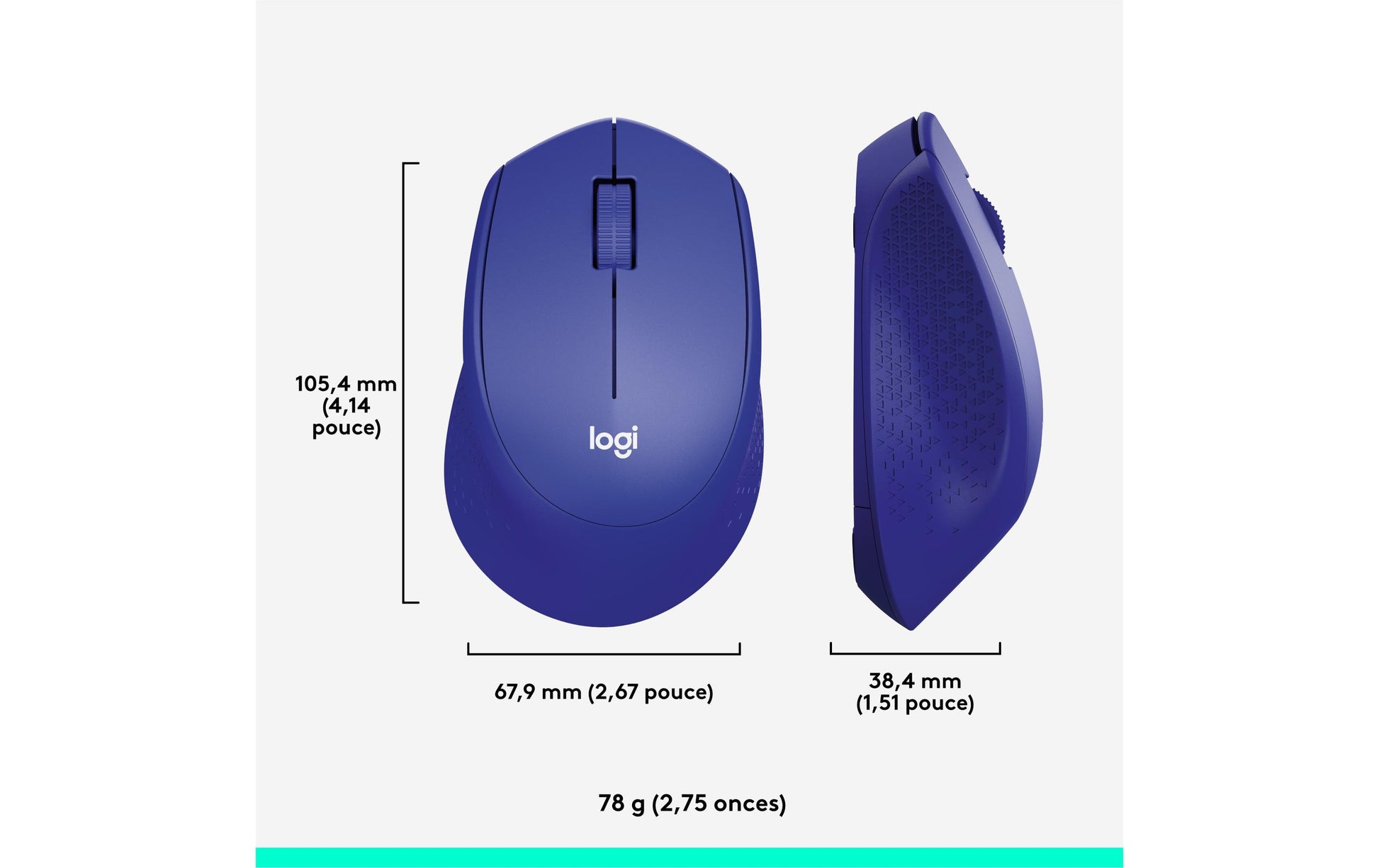Logitech M330 Silent Plus Maus – kabellos, 2,4 GHz, Silent-Tasten, blau
