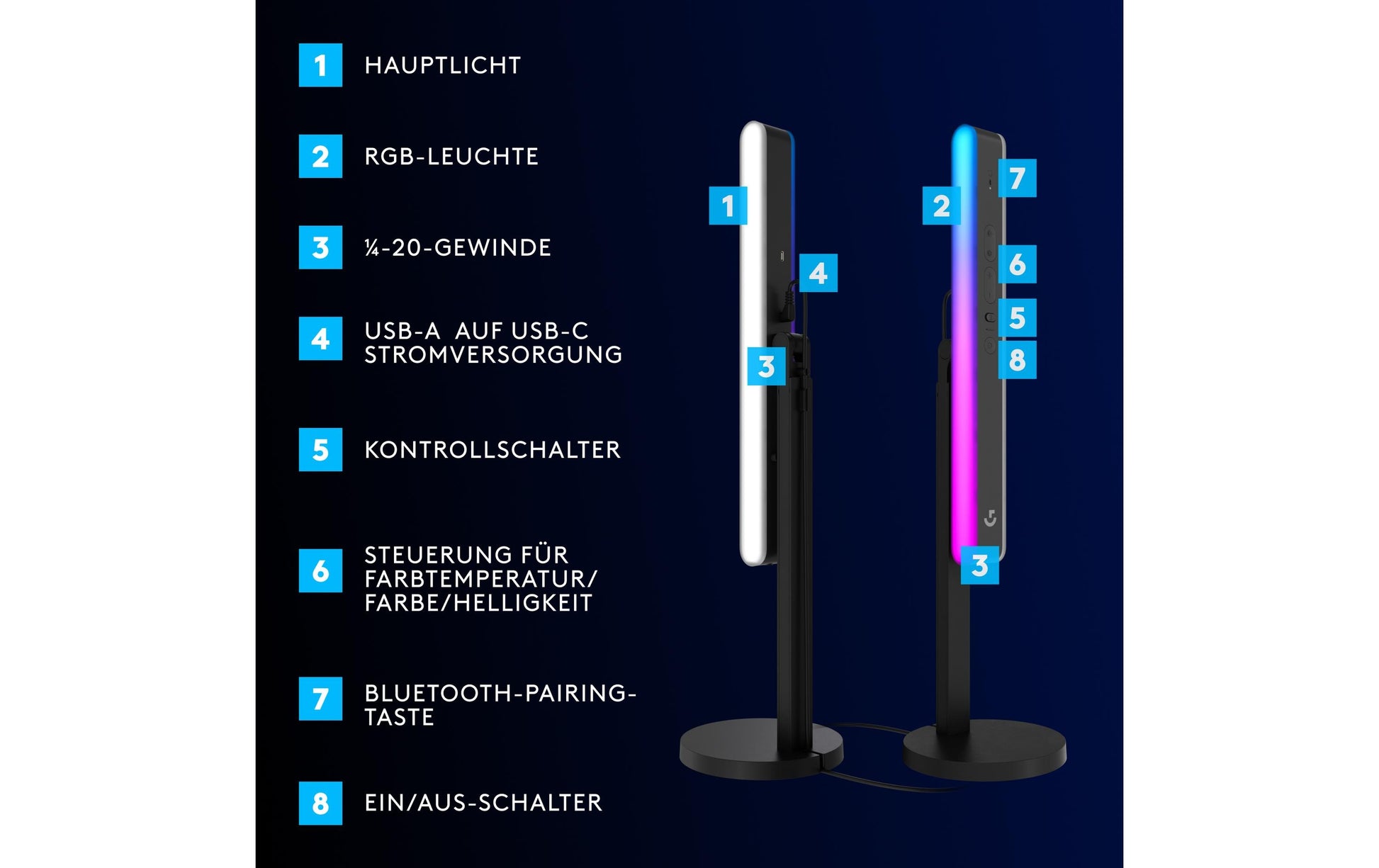 Logitech G Litra Beam LX Streaming-Licht – 400 lm, 2700–6500 K – Graphit