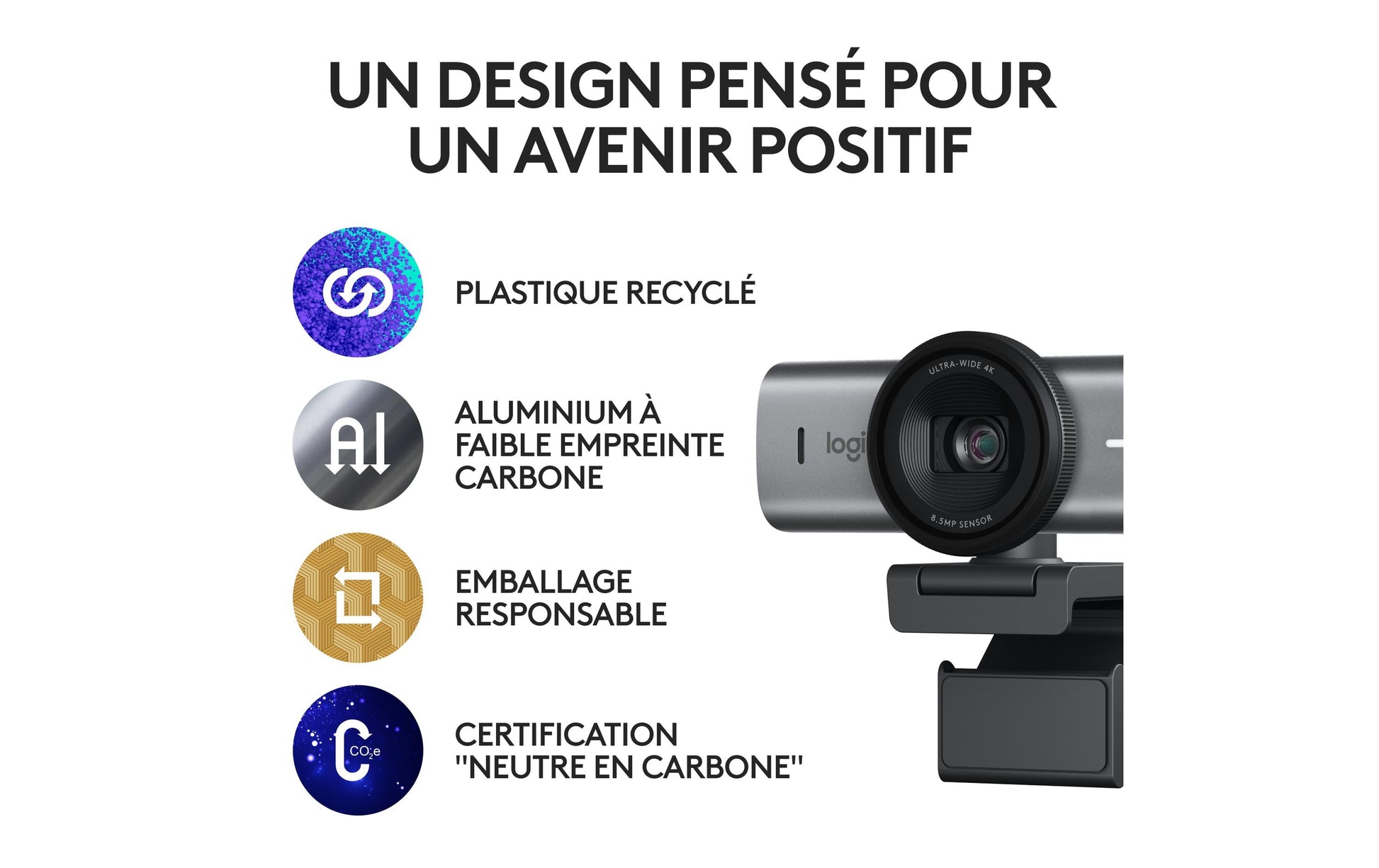 Logitech MX BRIO 705 – Webcam – 4K, Auto-Framing, Silber/Schwarz