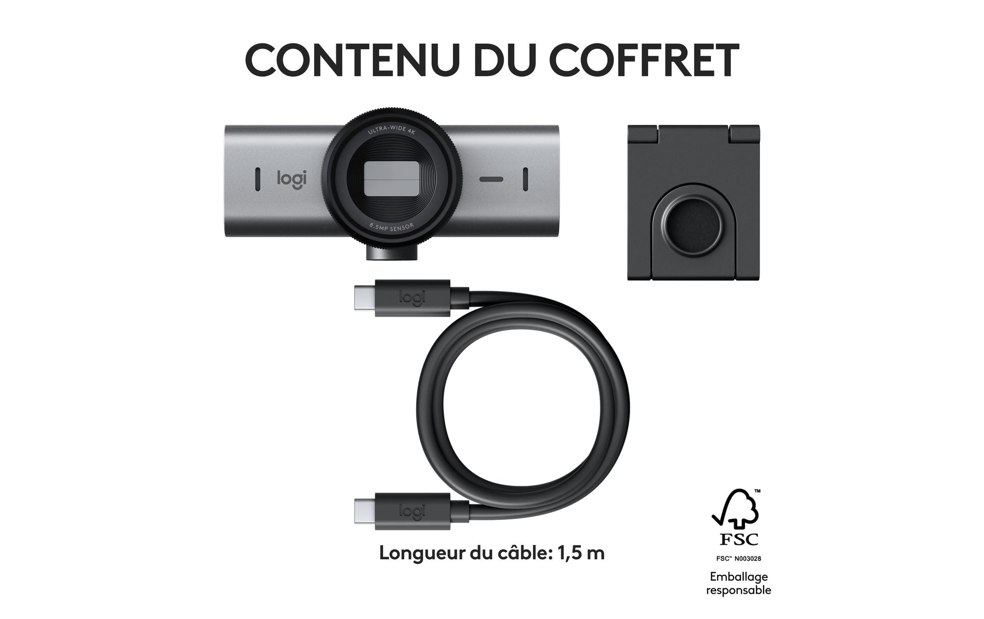 Logitech MX BRIO 705 – Webcam – 4K, Auto-Framing, Silber/Schwarz