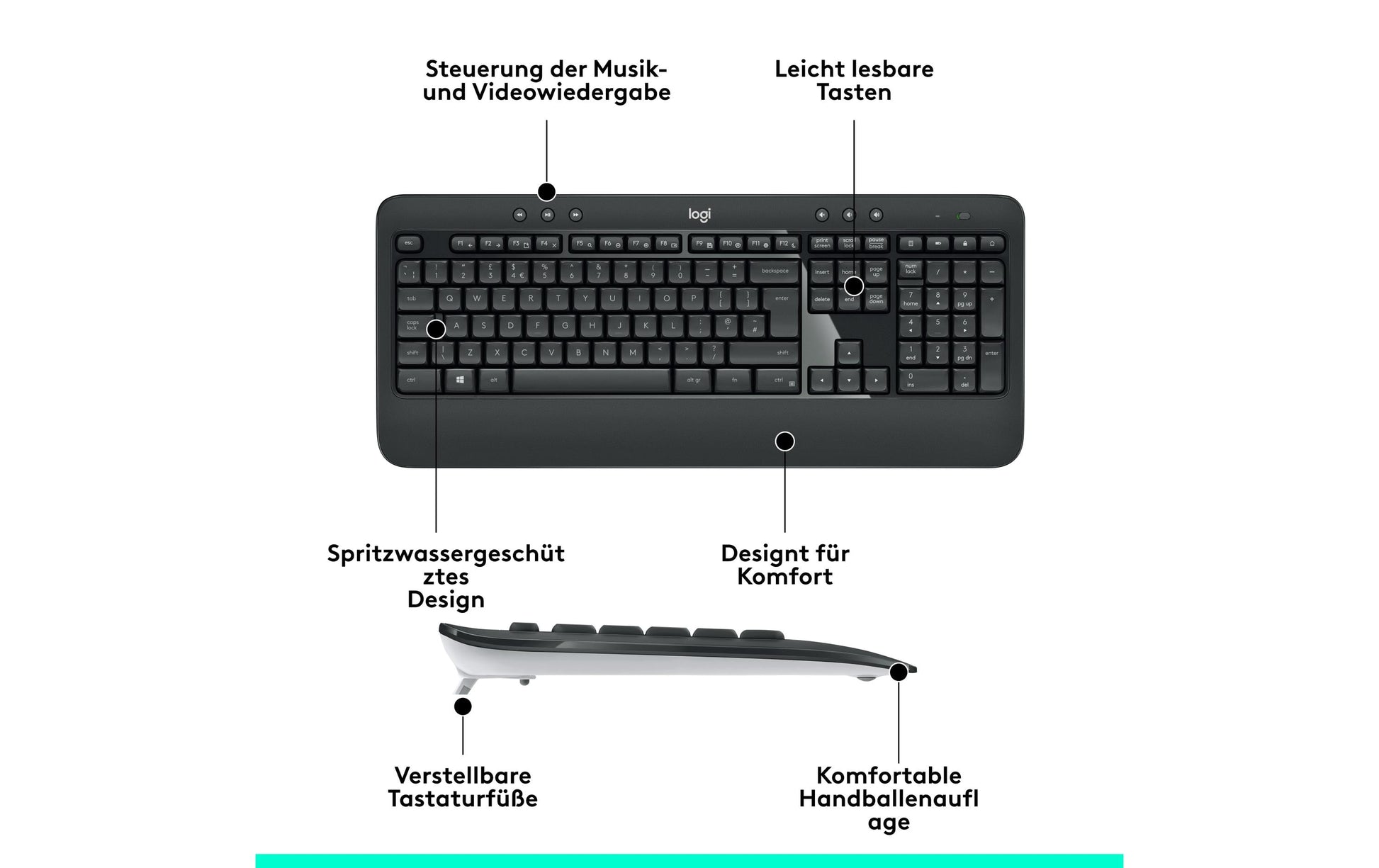 Logitech MK540 Advanced – Tastatur, kabellos (2,4 GHz), CH-Layout (DE-CH) – für Windows, Chrome OS