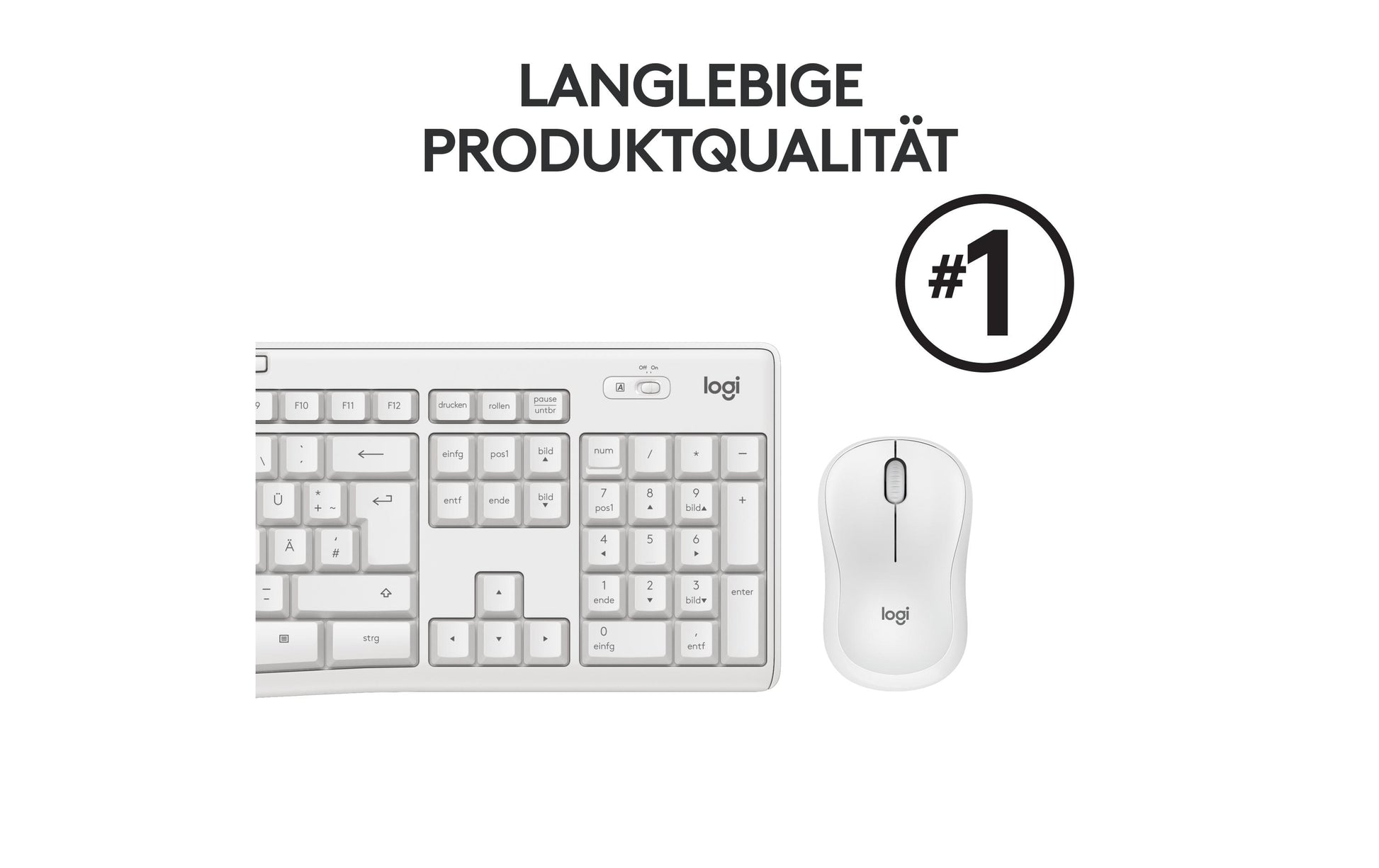 Logitech MK295 Silent Wireless Combo – Tastatur, kabellos (2,4 GHz), CH-Layout (DE-CH), Weiss