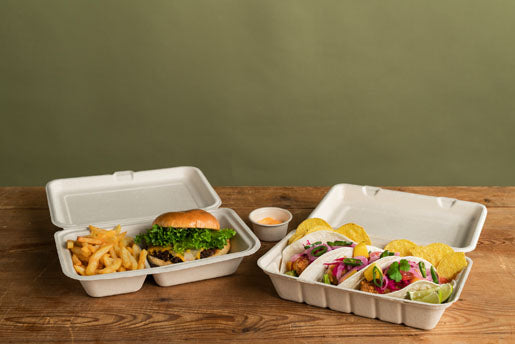 BioPak Take-away-Box, Bagasse (Zuckerrohr) – 850 ml, 237 × 155 × 45 mm – braun