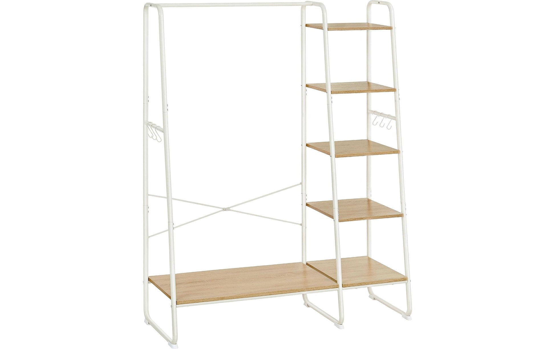Vasagle Garderobe mit Schuhregal – 6 Haken, Stahl/Spanplatte, Braun/Natur, 120 × 45 × 160 cm