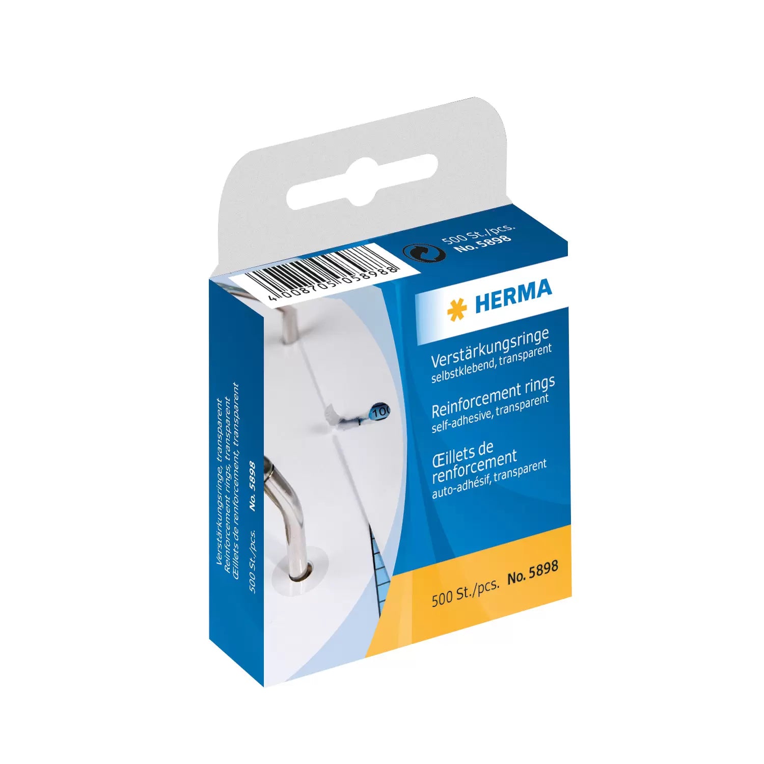 HERMA Verstärkungsringe – Ø 12 mm, Folie, permanent haftend, 500 Stk