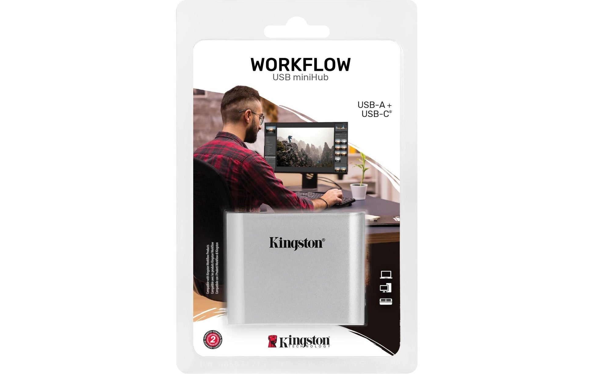 Kingston Technology Workflow 5G USB-Hub – USB-C, 1× USB-A, 5 Gbit/s, für Windows/Mac