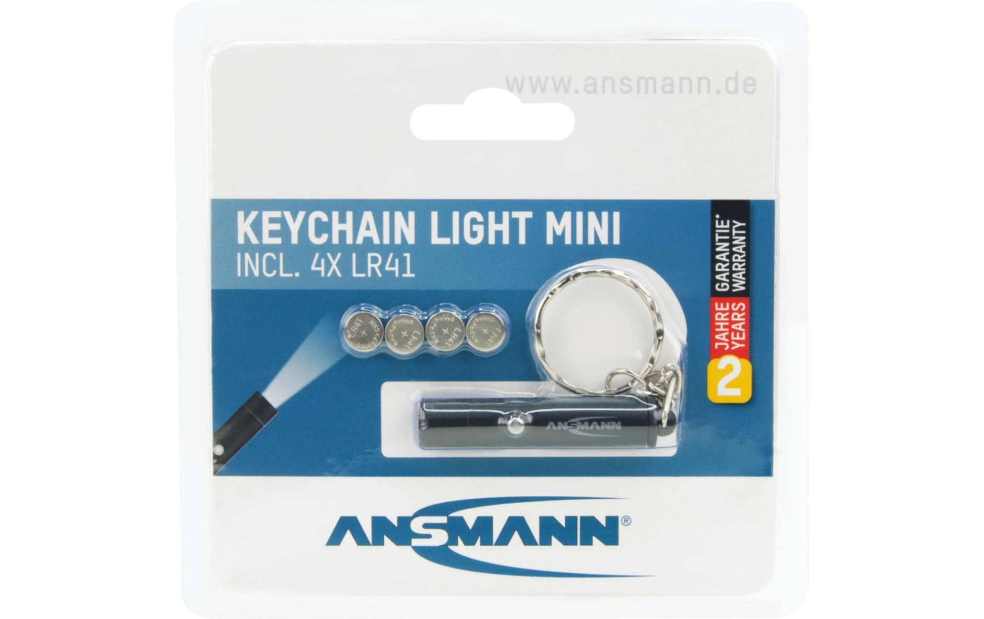 Ansmann Taschenlampe Pocket Light Mini 1600-0272 – 20 lm, 5 m, 4× LR41 – Silber