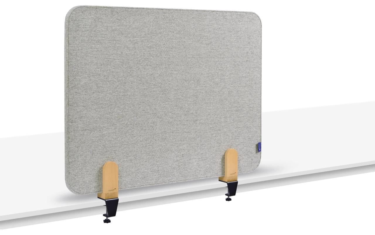 Legamaster Tischtrennwand – 800 × 600 mm – Recyceltes PET – Grau – mit Holzklammern