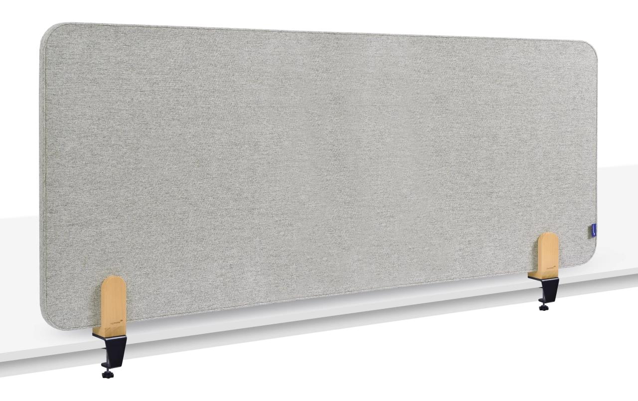 Legamaster Tischtrennwand ELEMENTS – 1'600 × 600 mm, Recycled PET, grau, mit Klemmen, doppelseitig
