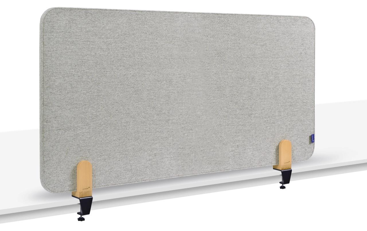 Legamaster Tischtrennwand ELEMENTS – 1'200 × 600 mm, Recycled PET, grau, mit Klemmen, doppelseitig