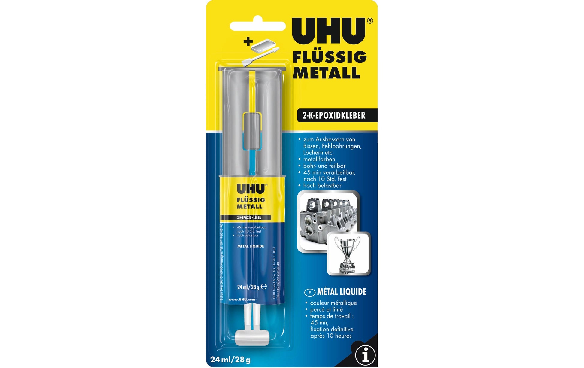 UHU Zweikomponenten-Klebstoff – 24 ml, wasserfest, für Metall