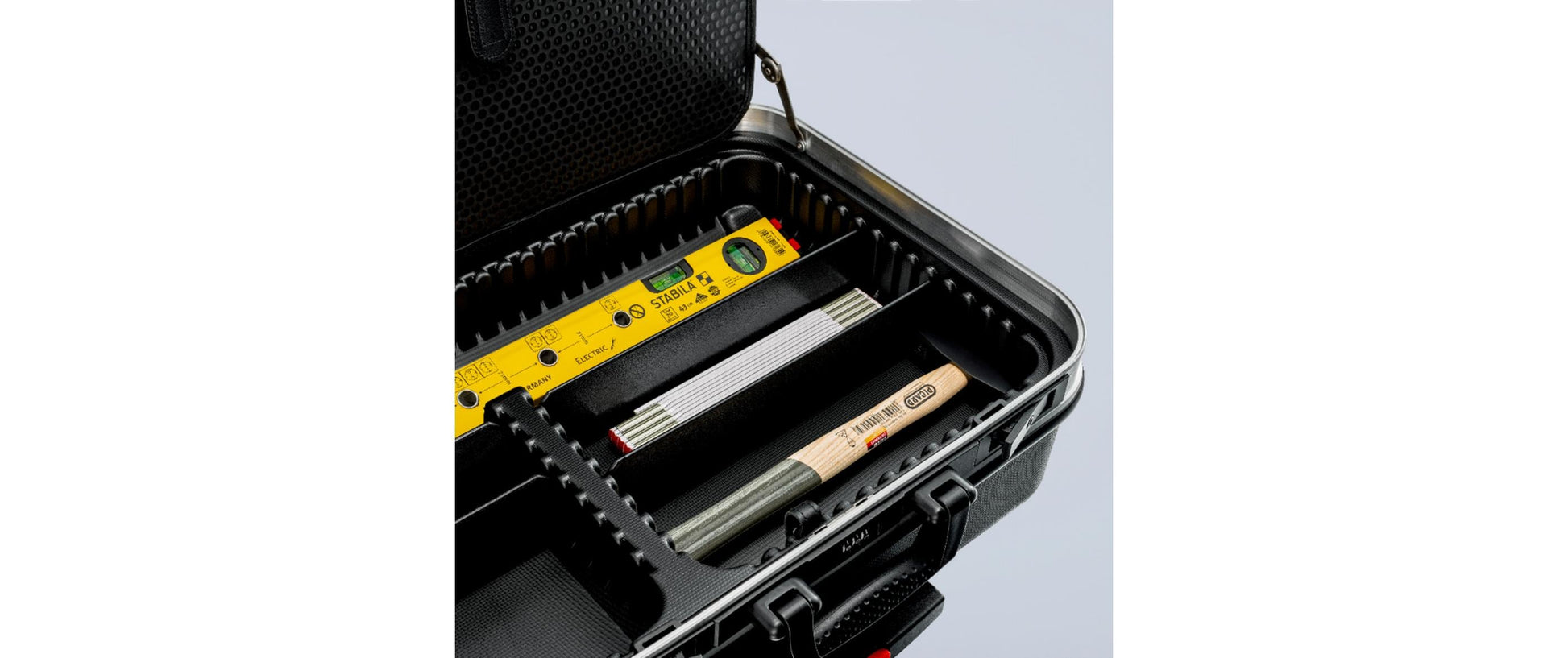Knipex Werkzeugkasten, 515 × 438 × 265 mm, Aluminium, grau, Handgriff, Bügelverschluss