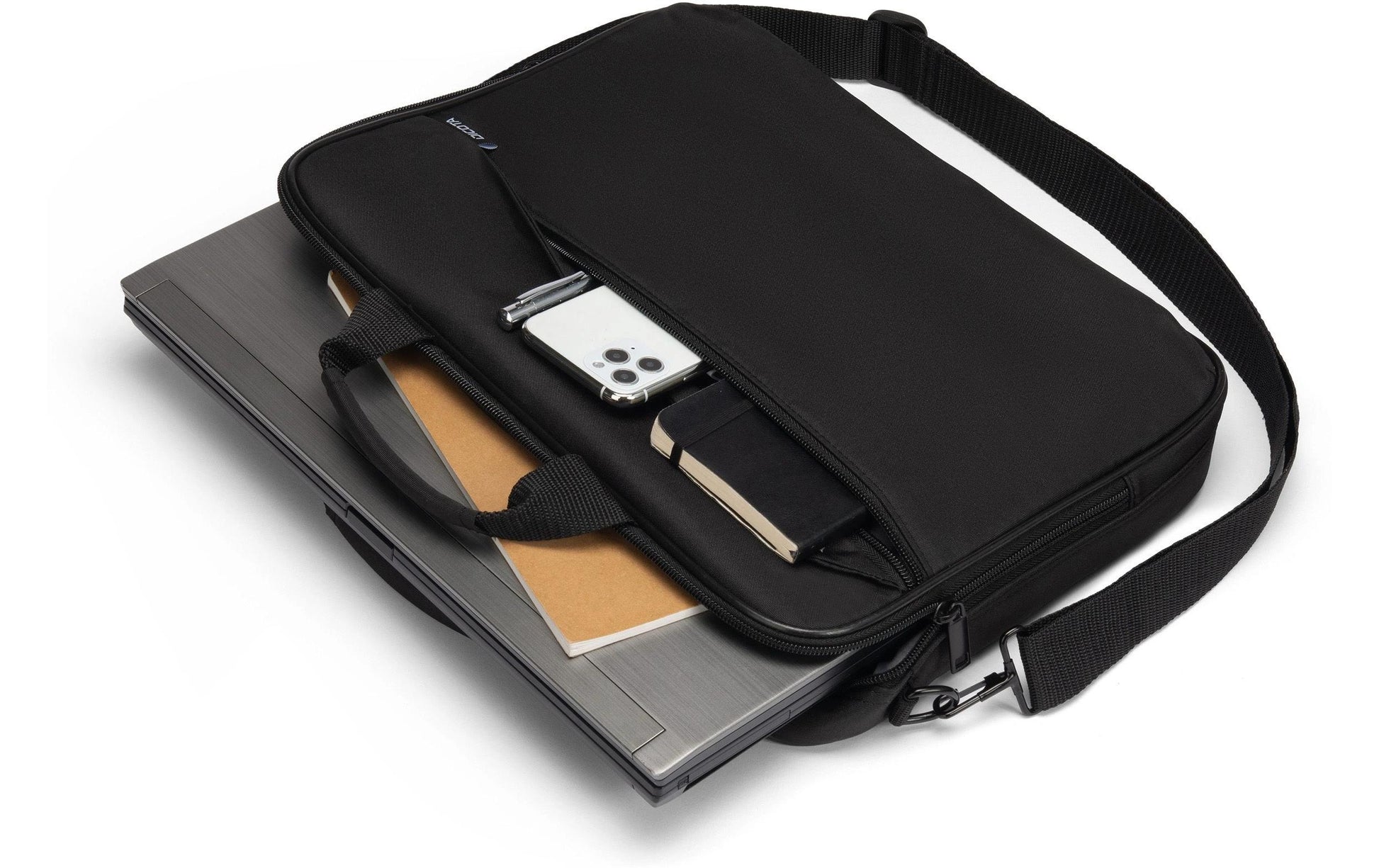 DICOTA Notebook-Tasche für Notebooks bis 17,3" – Abnehmbarer Gurt, Gepolstertes Fach – Schwarz