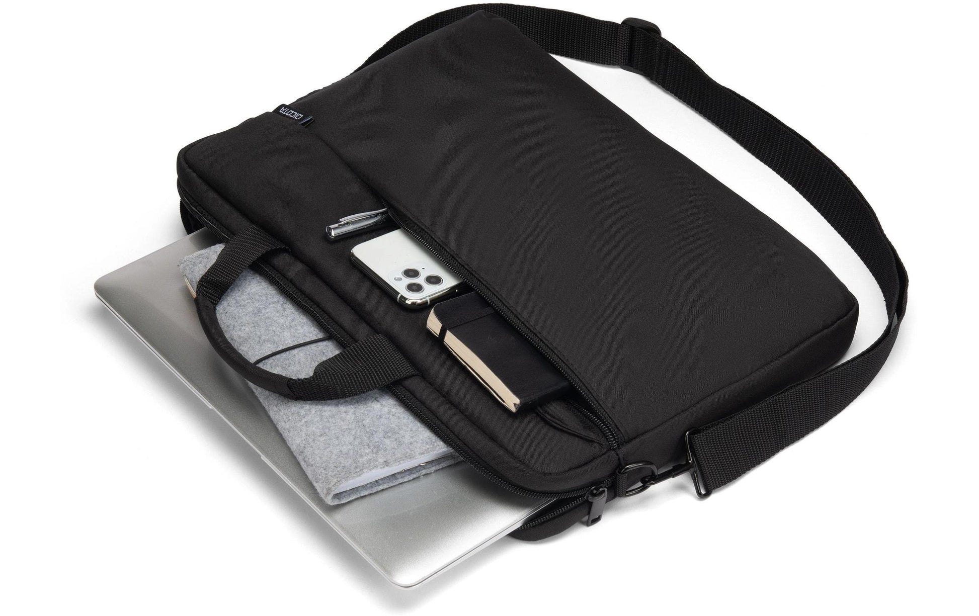 DICOTA Notebook-Tasche bis 16" – abnehmbarer Schultergurt, stossfest – Schwarz