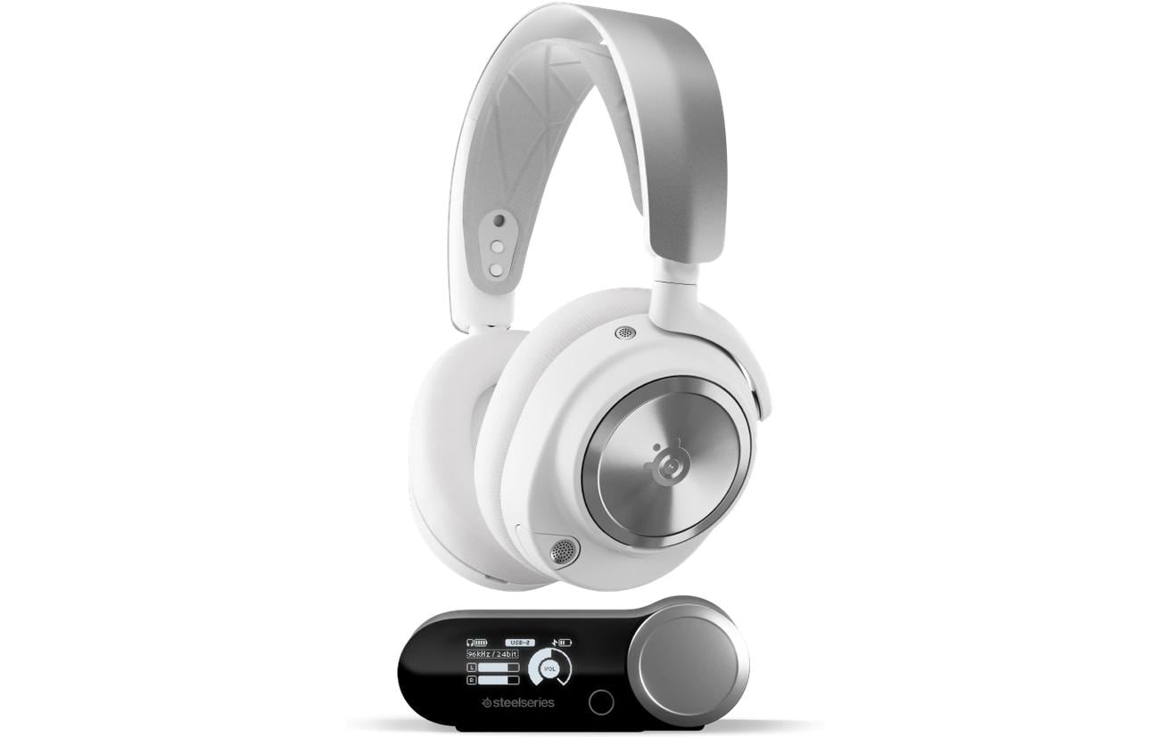 SteelSeries Arctis Nova Pro WL X – Gaming-Headset – USB-C, 3,5 mm – Surround-Sound – Weiss