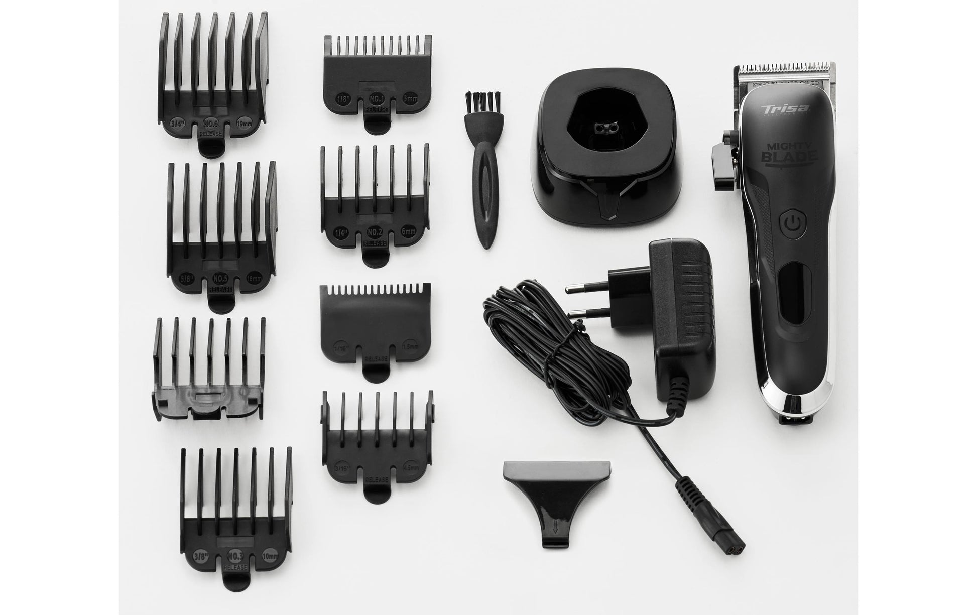 Trisa Bart- und Haarschneider – 0,6–14 mm, 5 Stufen, Akku 180 min – Schwarz