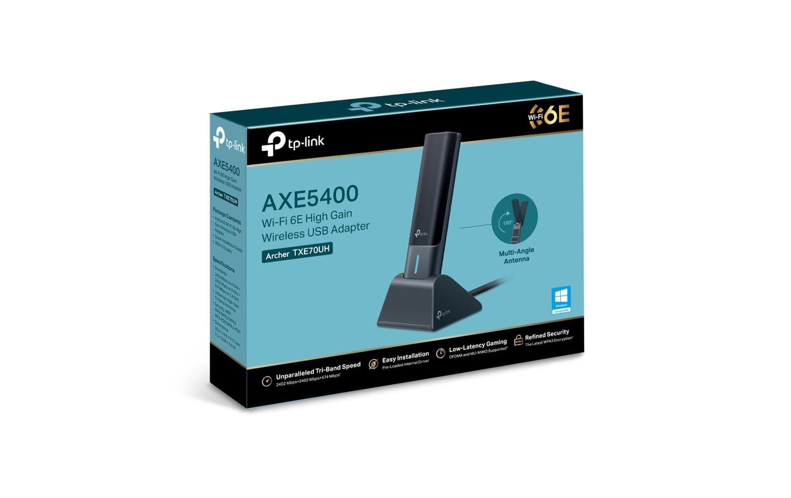 TP-Link Archer TXE70UH USB-WLAN-Adapter – Wi-Fi 6E (802.11ax), Tri-Band, bis 5400 Mbit/s, 1,2 m
