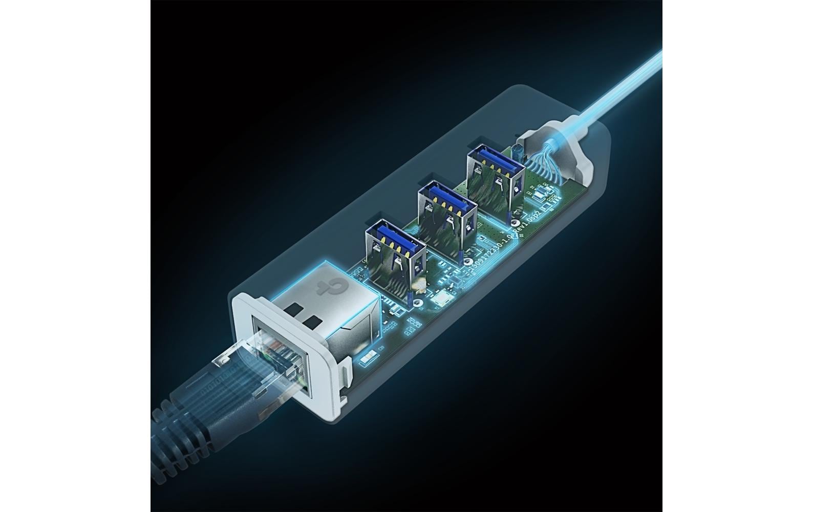 TP-Link UE300C USB-Hub – USB-C, 3× USB-A, GbE, für Windows/Mac/ChromeOS