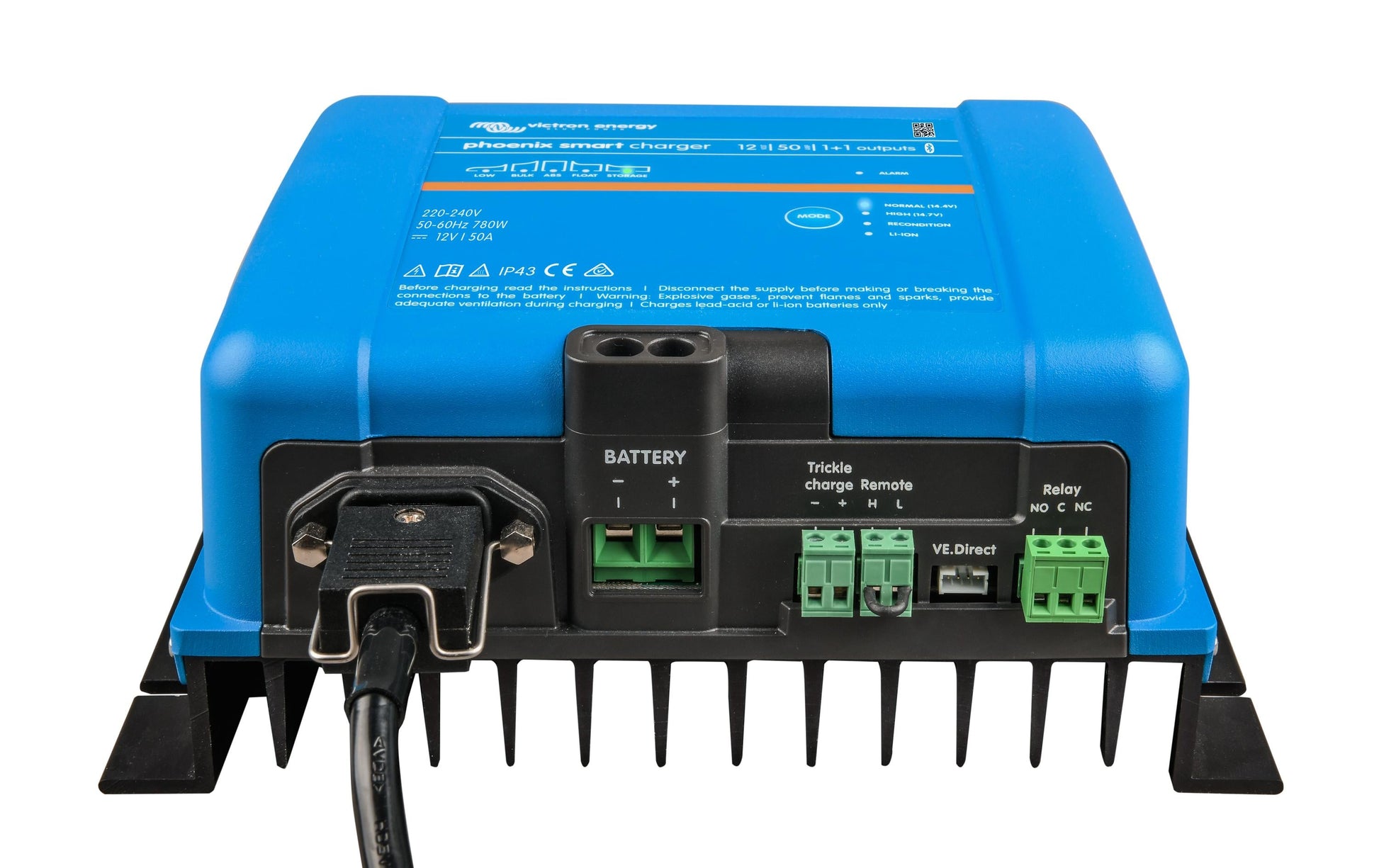 Victron Smart IP43 Ladegerät – 50 A, 12 V, 1+1, Erhaltungsladung, für LiFePO4-Akkus, 120–240 V AC