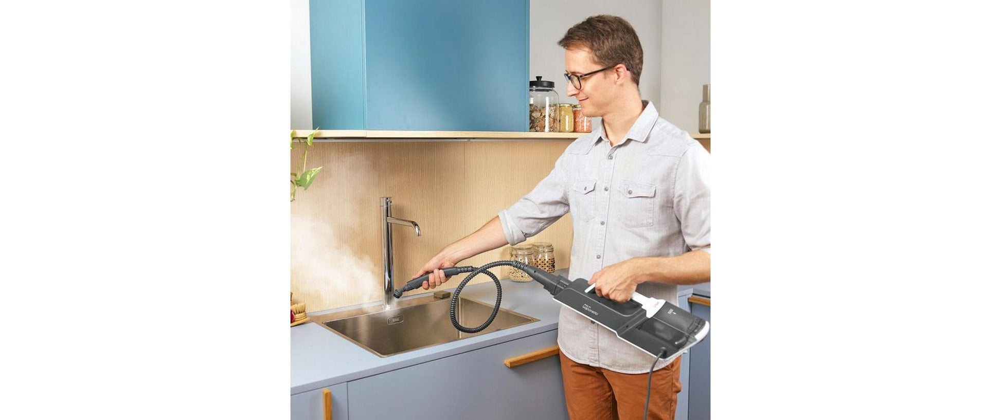 Polti Vaporetto SV610 Style – Dampfbesen – 1500W, 0,5l, Aufheizzeit 20s, Grau