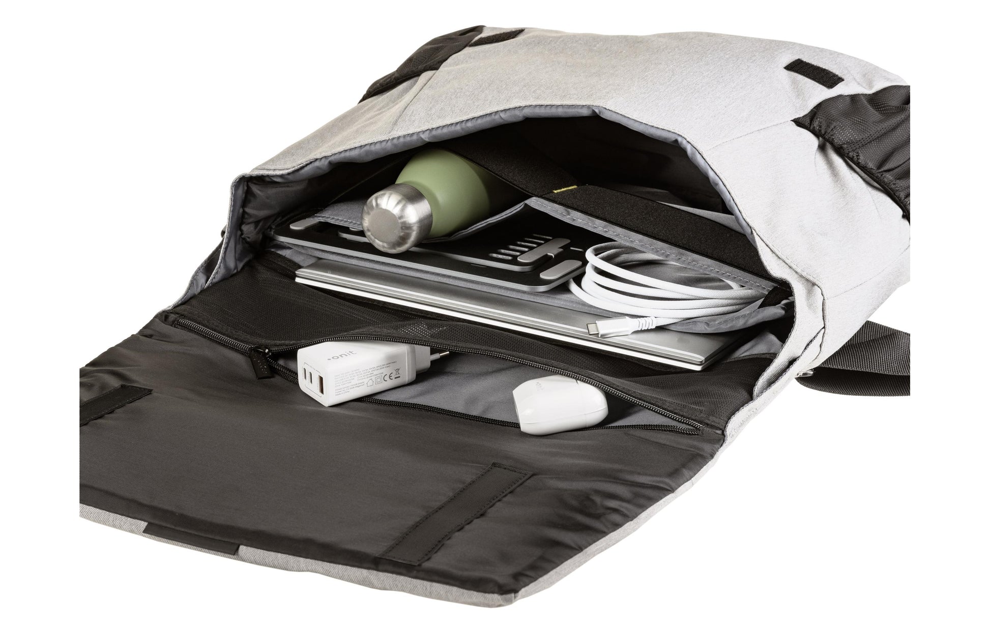 ONIT Notebook-Tasche bis 15,6" – Trolley-Band, rPET – Grau
