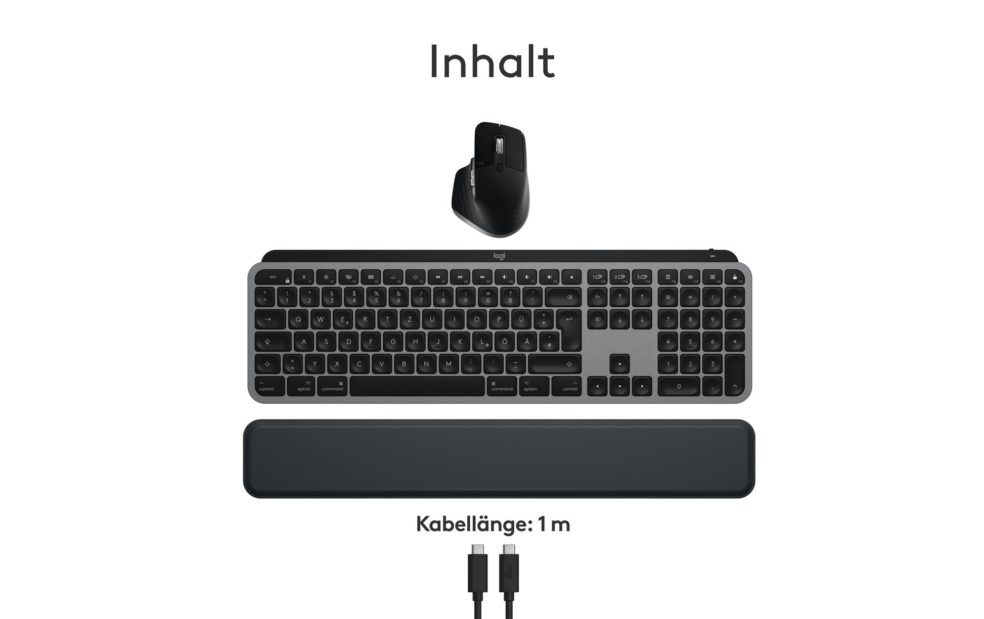 Logitech MX Keys S Combo für Mac – Tastatur, DE-Layout (DE), Space Grey – für macOS