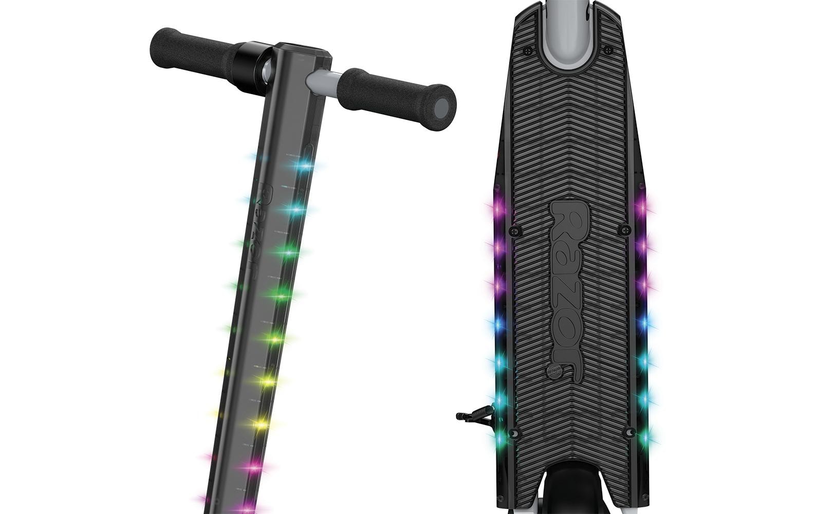 Razor PC E90 Lightshow INTL Elektroroller – 16 km/h, 10 km Reichweite, 90 W, 6 Ah – ab 8 Jahren – schwarz