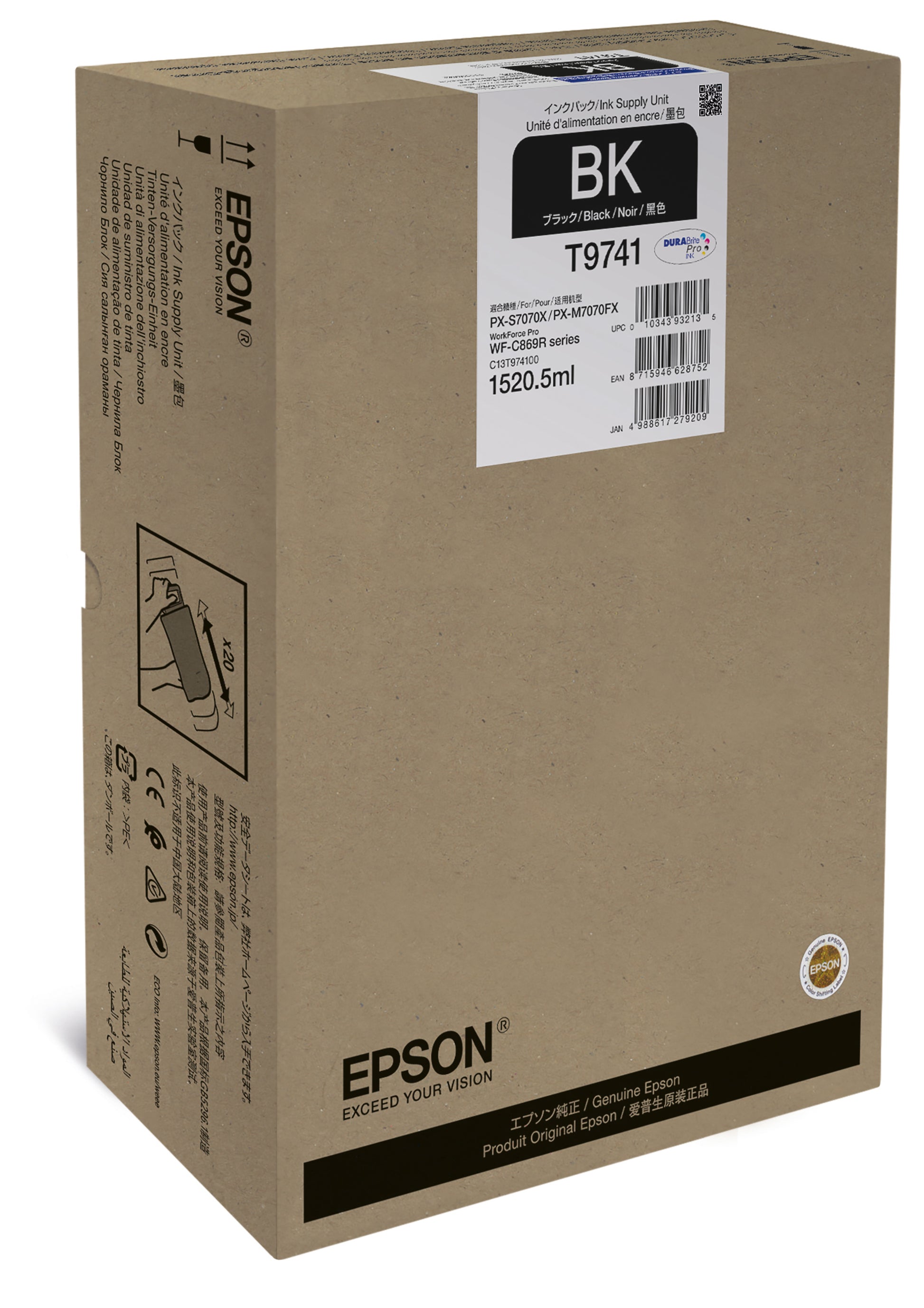 Epson Tintenpatrone C13T974100, Schwarz, 86'000 Seiten, 1'520.5 ml, Original – für WorkForce Pro WF-C869R