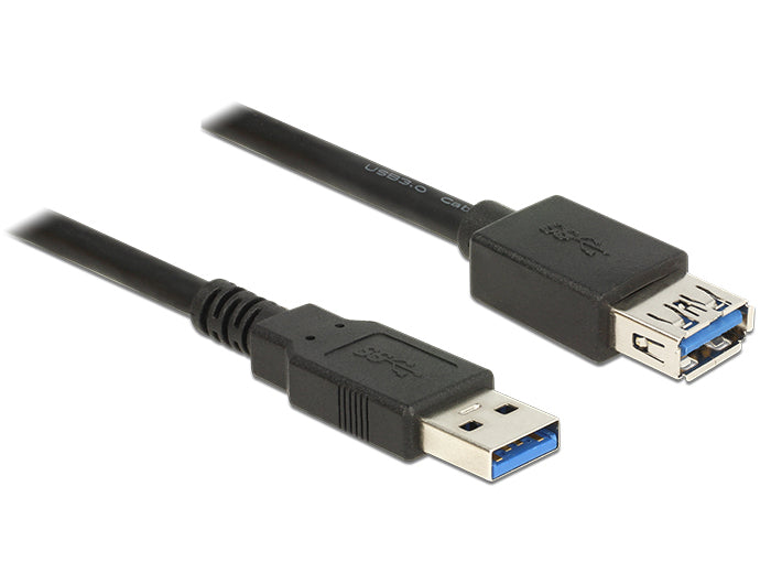 DeLOCK USB-A Verlängerungskabel (Stecker auf Buchse) – USB 3.2 Gen 1 (5 Gbit/s) – 2 m – Schwarz