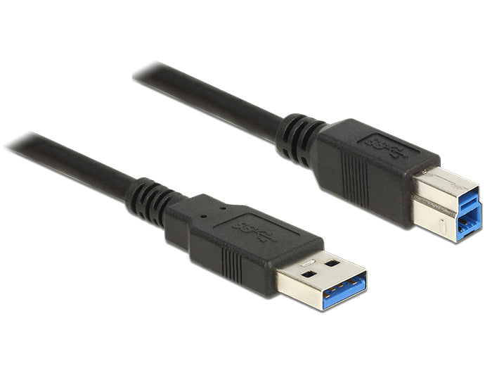 DeLOCK USB-A auf USB-B Kabel – USB 3.2 Gen 1 (5 Gbit/s) – 1,5 m – Goldstecker – Schwarz
