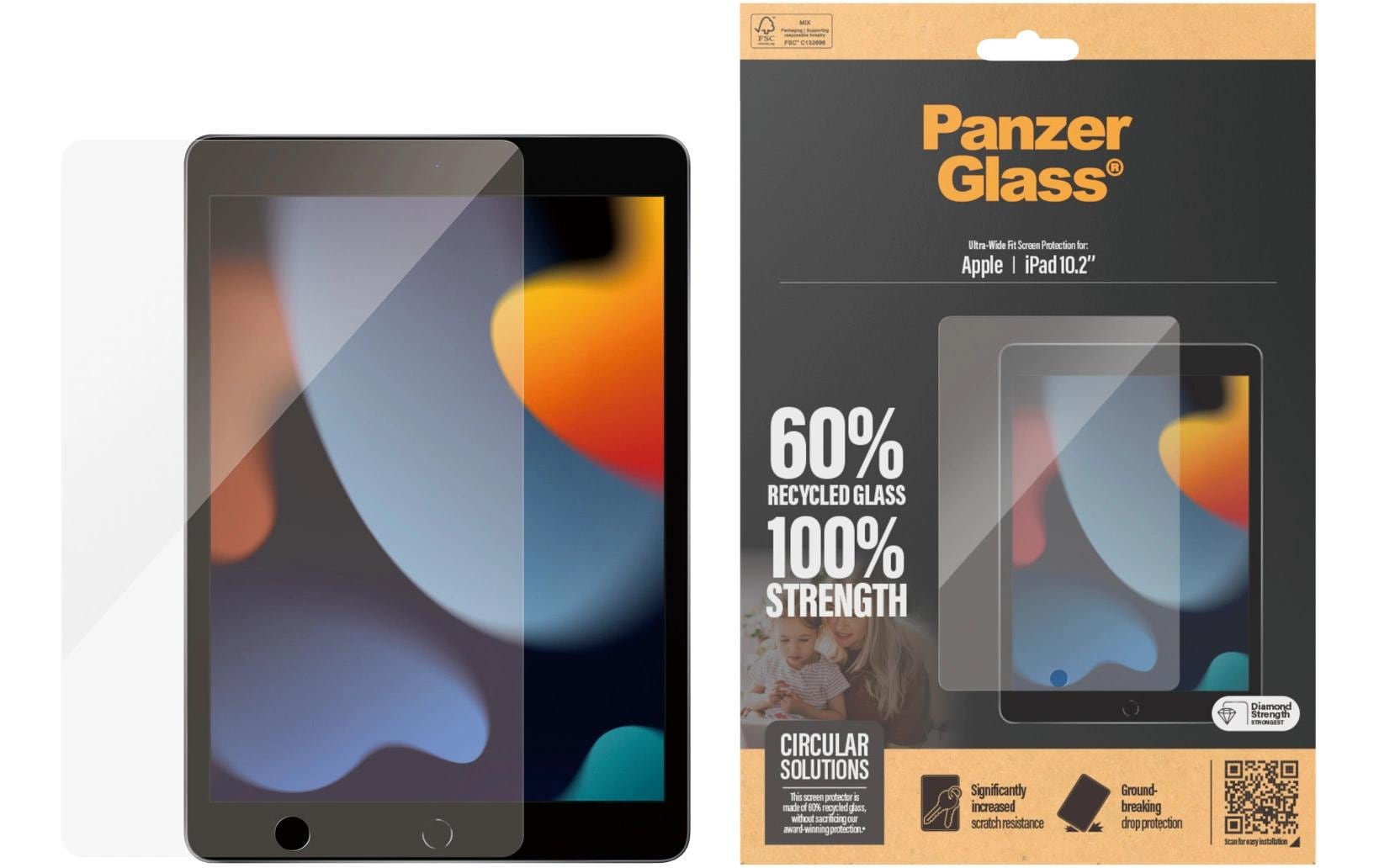 PanzerGlass Ultra-Wide Fit (UWF) Displayschutzfolie – für iPad 10,2", Stoßschutz, gehärtetes Glas