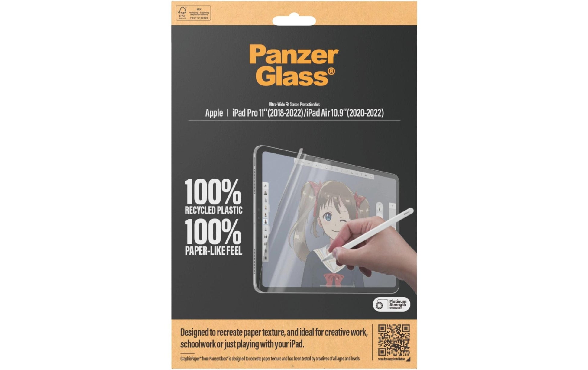 PanzerGlass GraphicPaper Displayschutz für iPad Pro 11" (1.–4. Gen.), iPad Air 10,9" (4.–5. Gen.) – papierähnlich