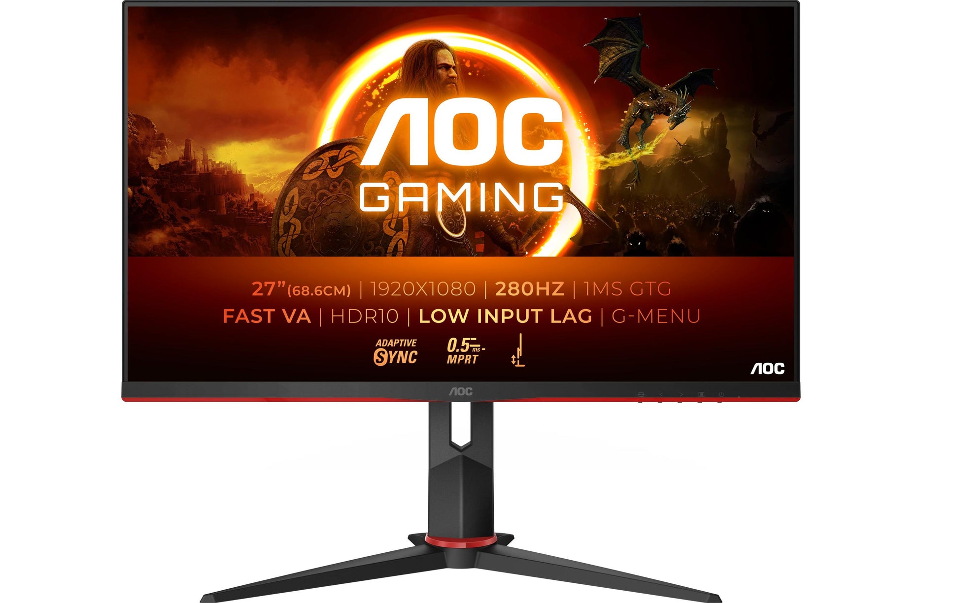 AOC 27G2ZN3/BK – Monitor, 27", 1920 × 1080 (Full HD), VA, 280 Hz, 300 cd/m², VESA 100 × 100, Schwarz