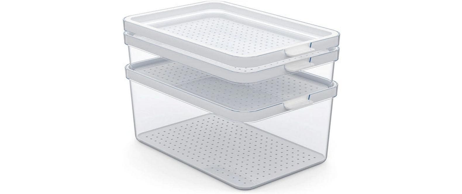Rotho Kühlschrank-Organizer Cauma – 3-teilig – 8,55 l – SAN – transparent – 18,7 × 19 × 28,4 cm