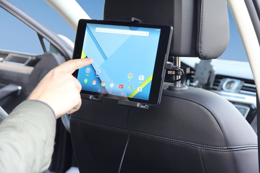 Brodit Fahrzeug-Dock für Tablets mit Höhe 140–195 mm – USB, höhenverstellbar – Schwarz