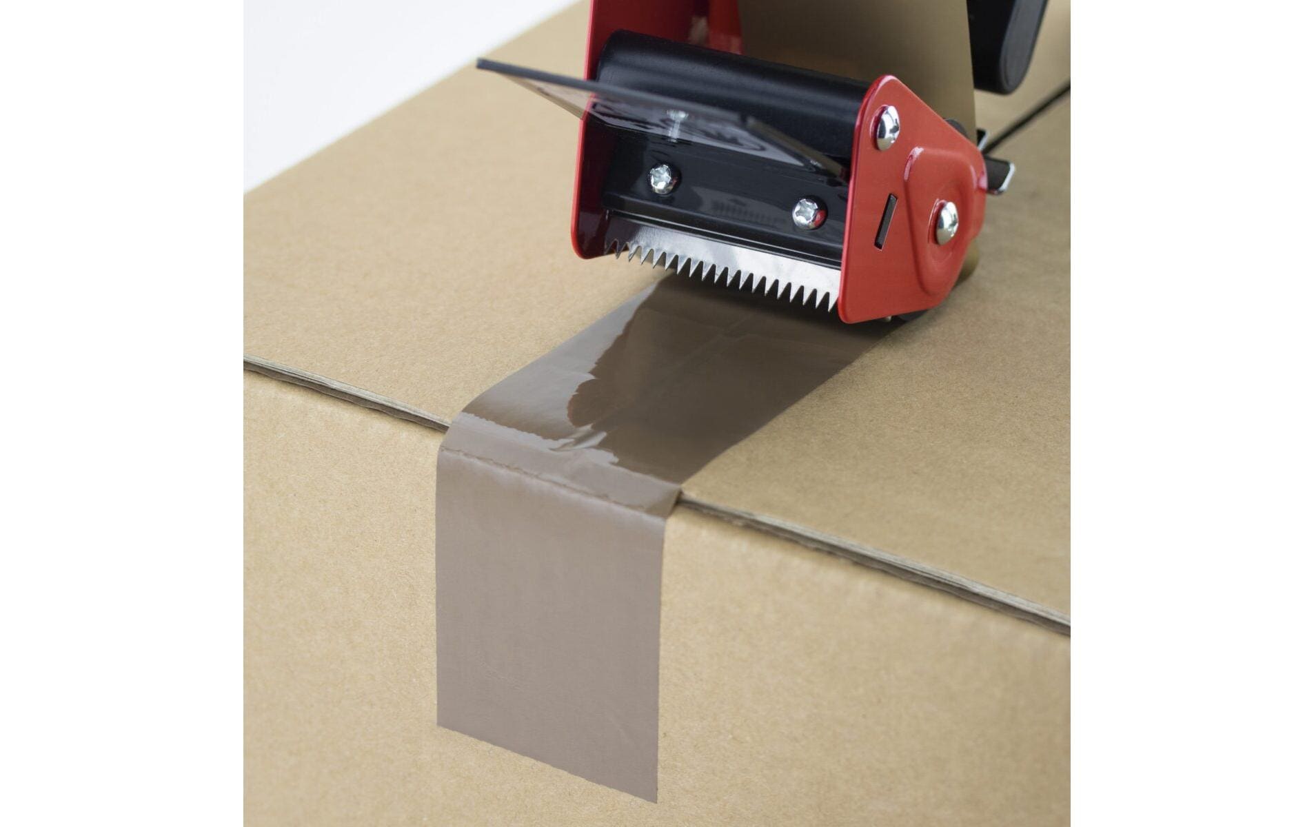 Rapesco Verpackungsbandabroller – für Verpackungsband bis 50 mm × 66 m, inkl. 1 Rolle Braun 50 mm × 60 m