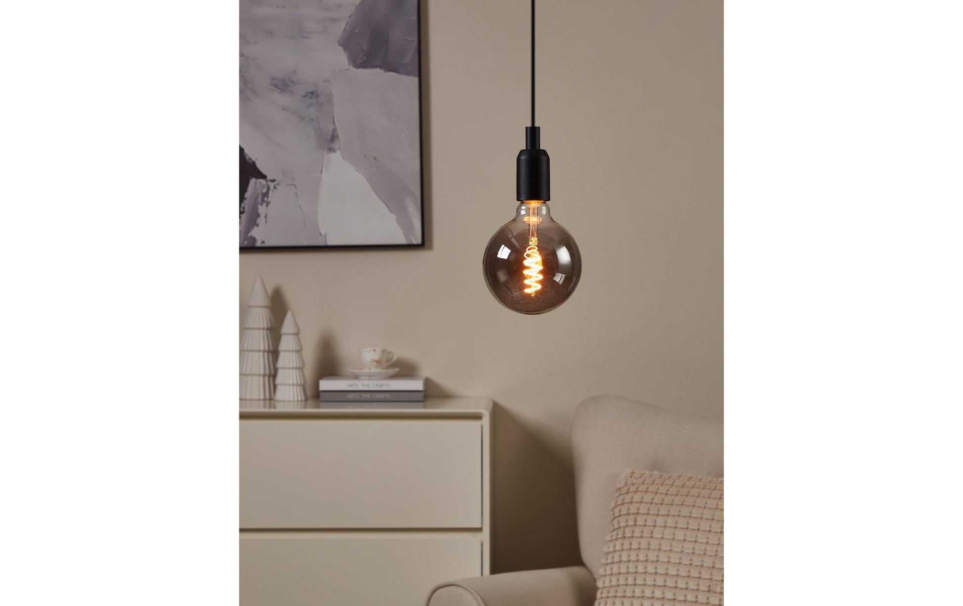 EGLO LED-Leuchtmittel Globe G125 E27 – 4 W dimmbar, 150 lm, 2000 K warmweiss, 360°, Glas smoky