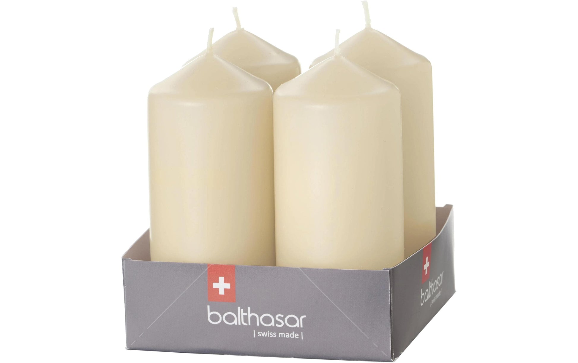 Balthasar Zylinderkerze – Ø 5 × 11,5 cm – 4er-Set, beige