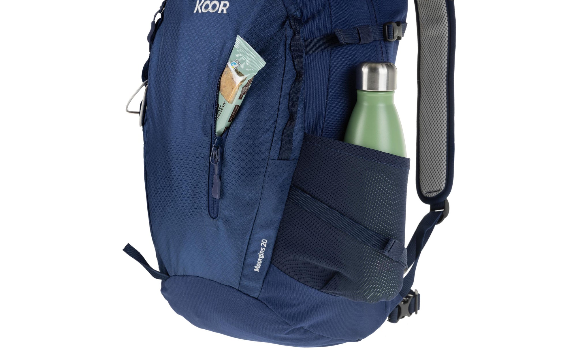 KOOR Wanderrucksack – 20 l, Nylon, Blau, Regenhülle