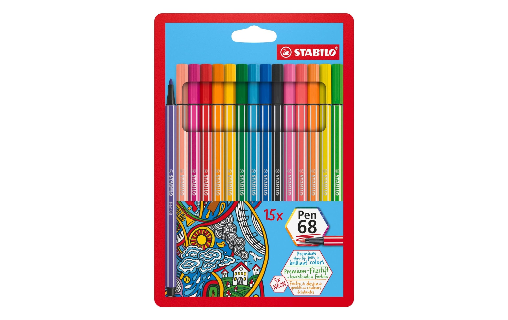 STABILO Fasermaler, Strichbreite 1 mm, 15 Farben