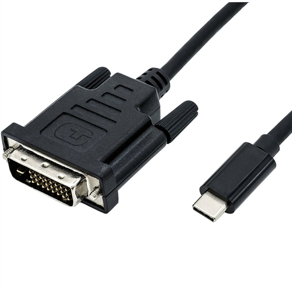 ROLINE USB-C auf DVI Adapter 4K 60 Hz – 2 m – verriegelbar – für Geräte mit USB-C-Port