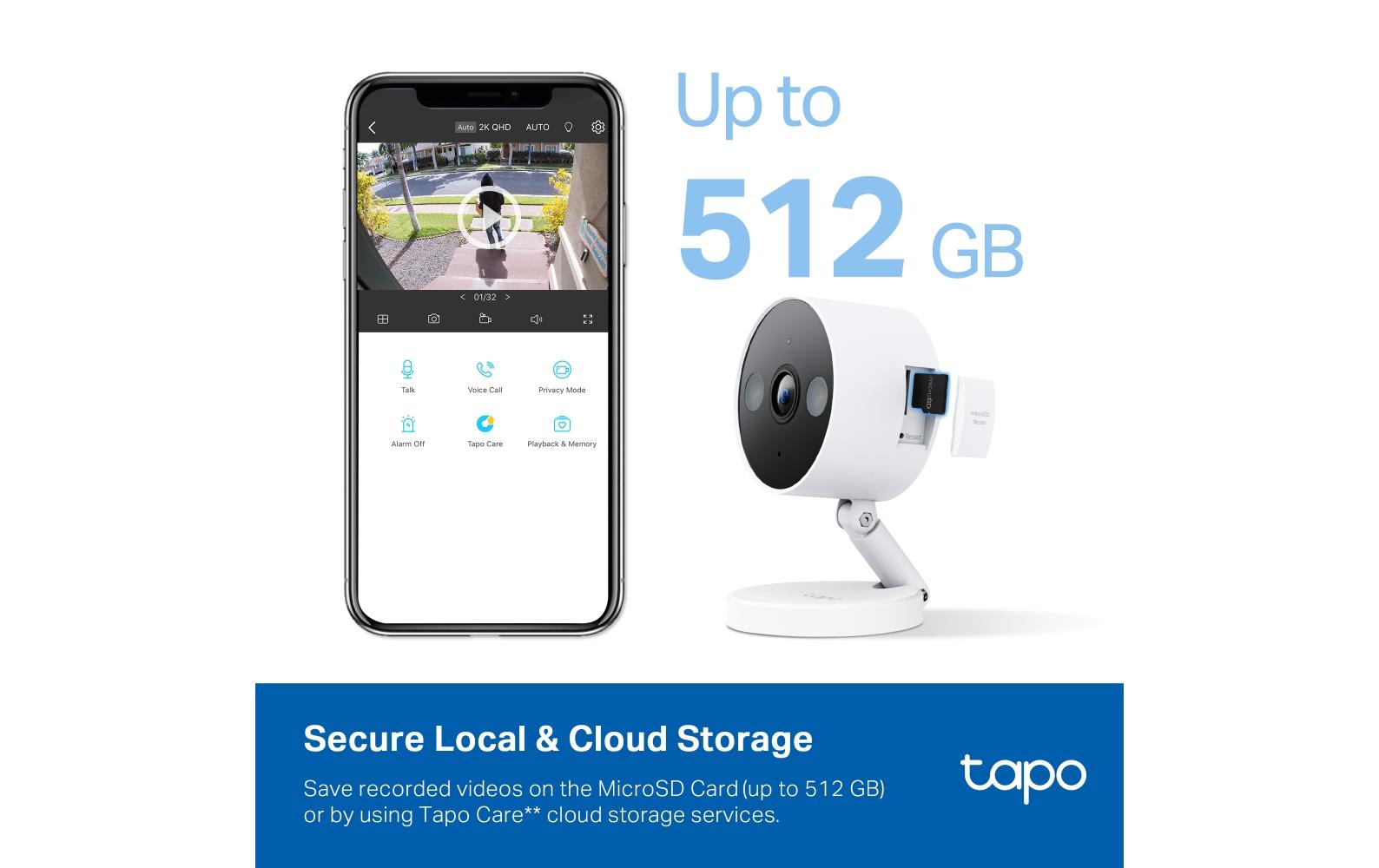 TP-Link Tapo C120 Sicherheitskamera – 4 MP, Reichweite 9 m, microSD bis 512 GB