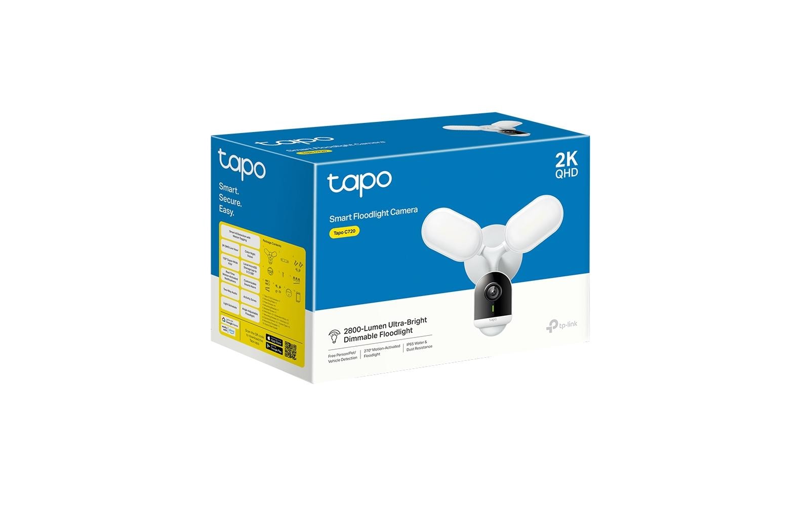 TP-Link Tapo C720 IP-Sicherheitskamera – 4 MP, Nachtsicht 10 m, IP65, Weiss