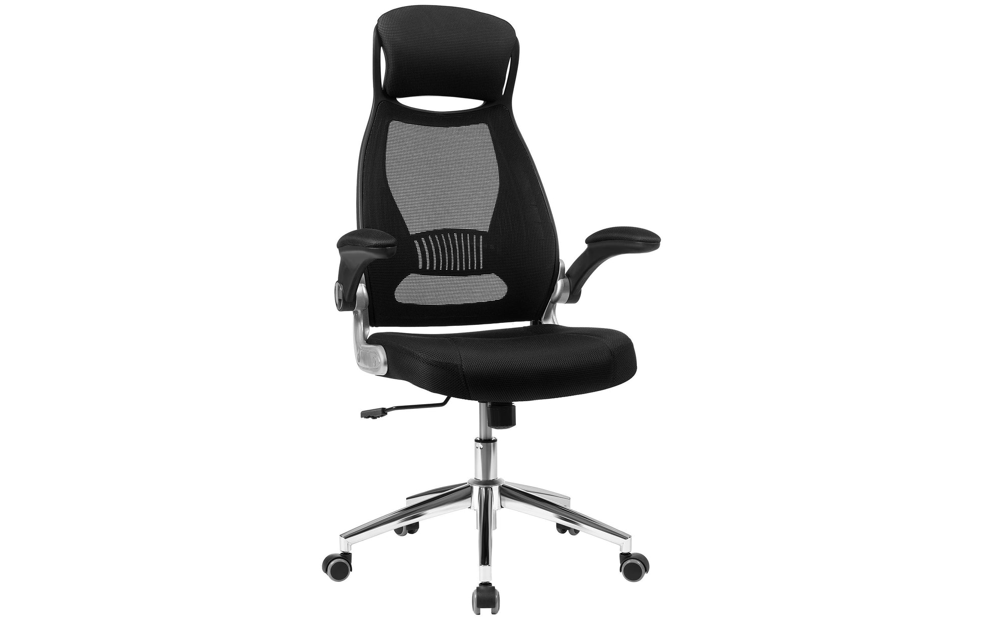 Songmics OBN86BK Bürostuhl – Netzrücken – Schwarz, mit Kopfstütze, 45–54,5 cm, bis 150 kg